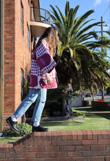 Quilted Kimono Jacket - Cochineal Ikat