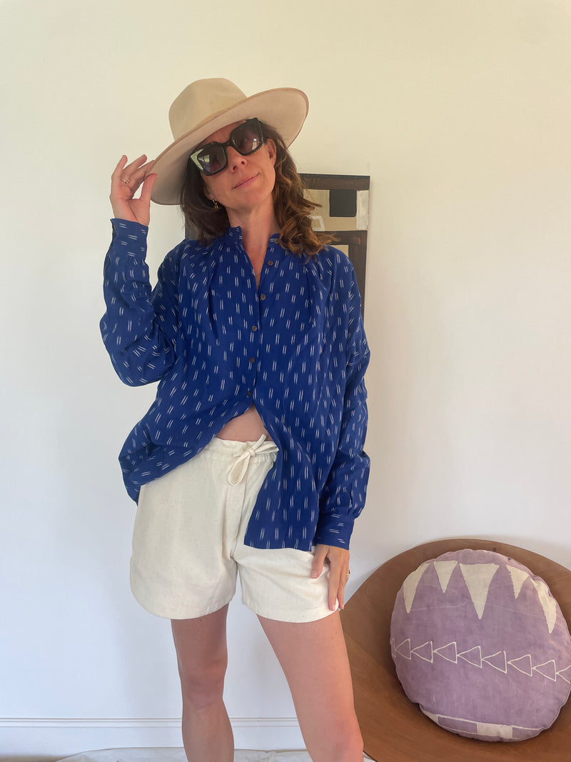 New Beginnings shirt - Blue ikat