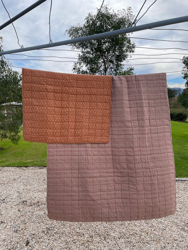 Quilted Blanket SMALL  - Peach dash