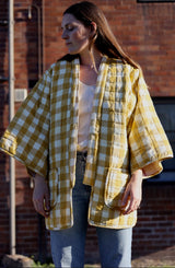 Quilted Kimono Jacket - Yellow Gingham