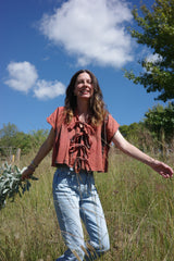 Storyteller top (short sleeve) Burnt orange #17