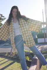 Quilted Kimono Jacket - Yellow Gingham