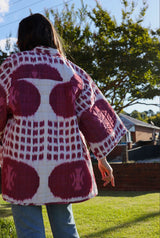 Quilted Kimono Jacket - Cochineal Ikat