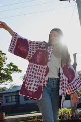 Quilted Kimono Jacket - Cochineal Ikat
